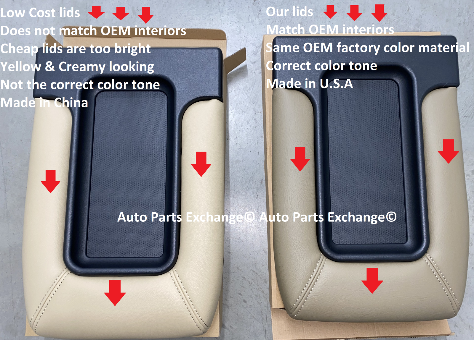 High Quality Tahoe Suburban Center Console Lid Kit Armrest Tan Beige 2003-2007