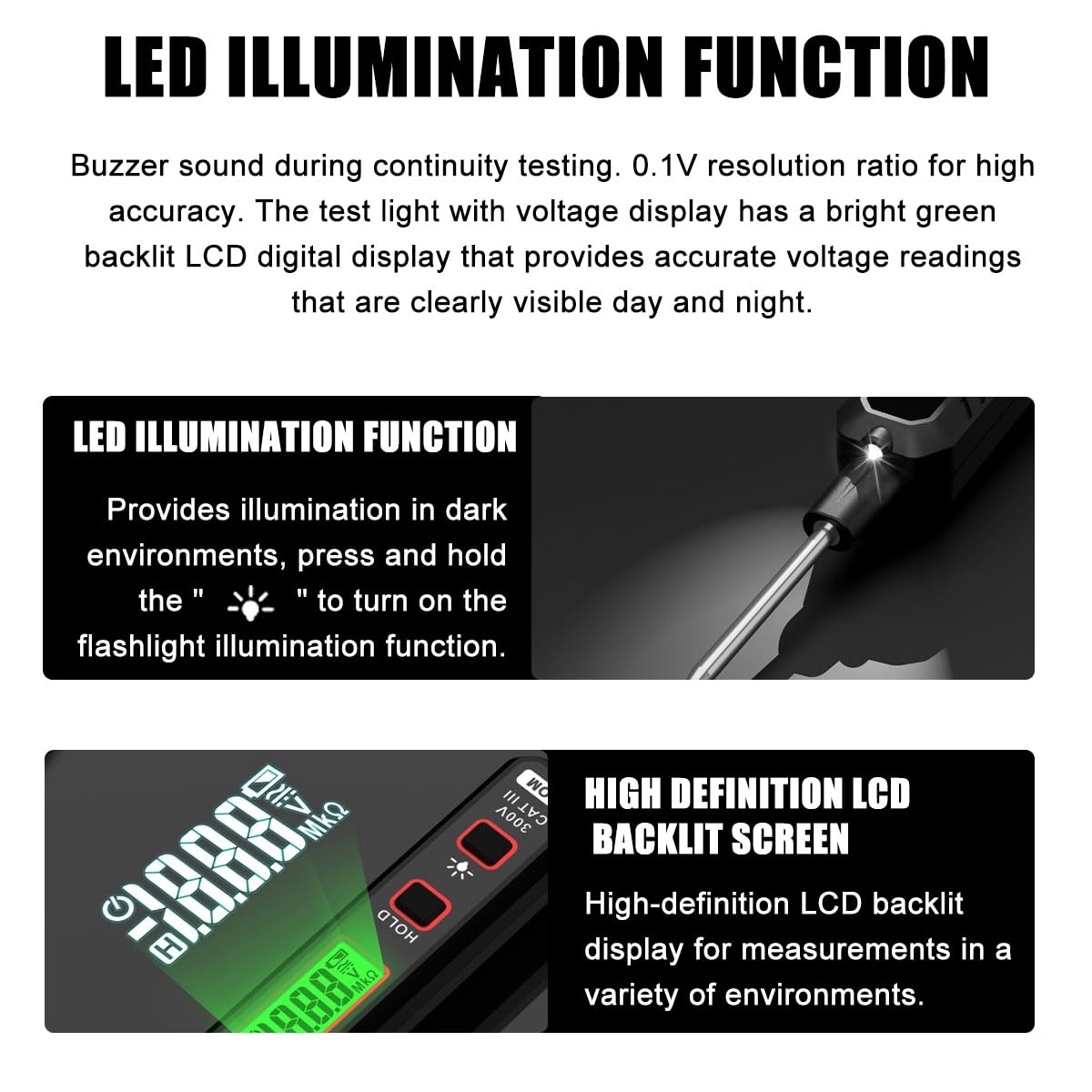 Automotive DC Test Light 0.8V-100V Buzzer Circuit Tester Sharp Probe Auto