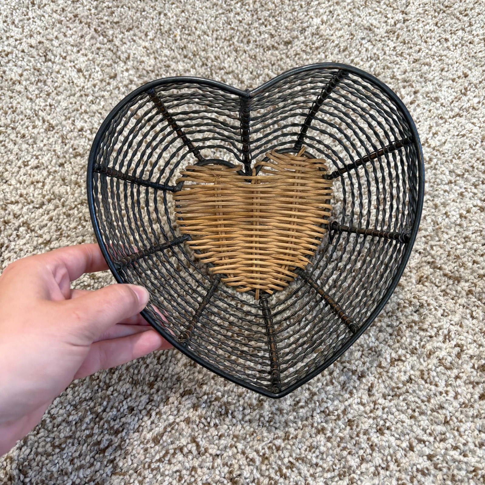 Heart shaped Metal and Wooden Basket