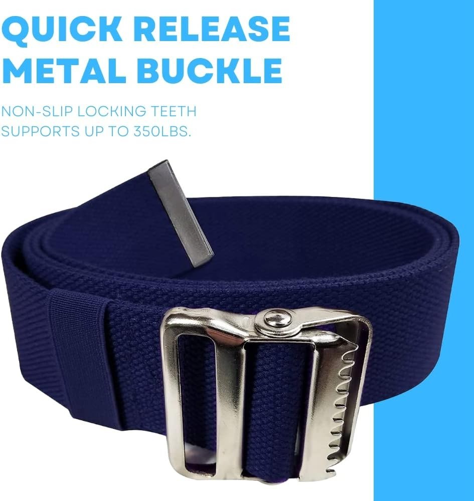 Machine Washable 60-Inch Gait Belt with Elastic Loop - Comfortable Transfer Aid
