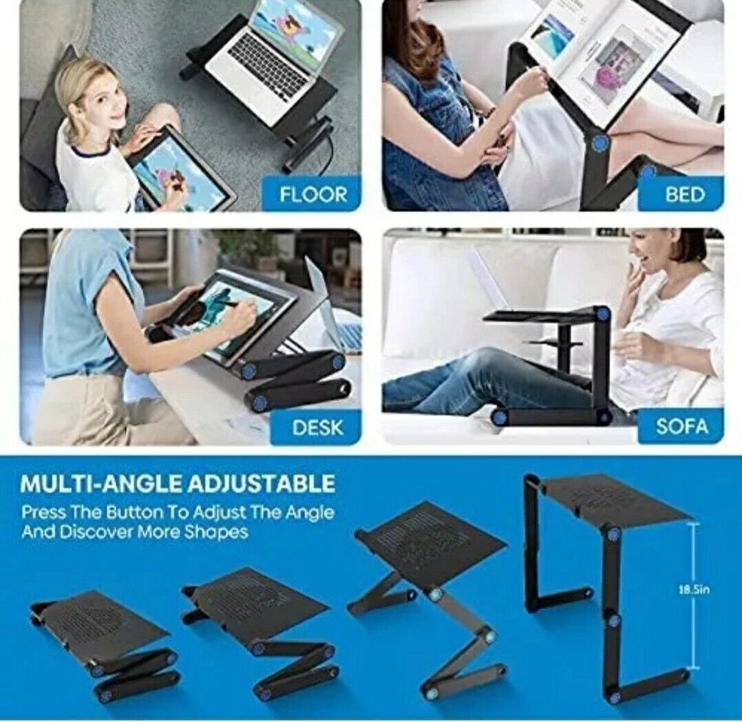 Foldable 360° Adjustable Laptop Table Stand Lap Sofa Bed Tray PC Notebook Desk