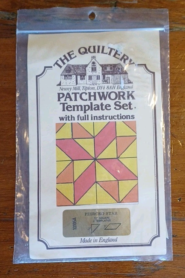 The Quiltery Patchwork Acrylic Template Set "Pierced Star" 12" Square Vintage UK