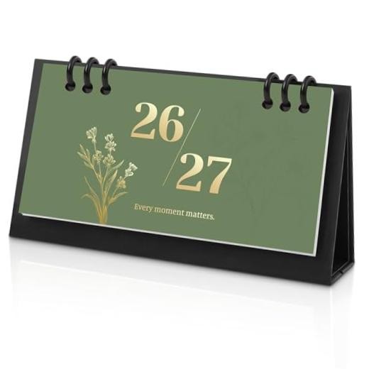 Small Desk Calendar 2026-2027, 6.3" x 3.1", 2026 Desk Calendar - Matcha Green