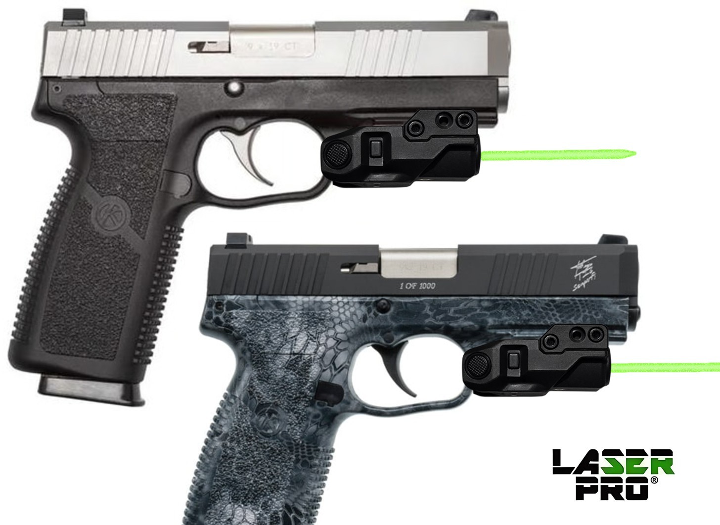 Green Rechargeable Laser Sight for Kahr Arms WITH a rail ST9, TP9-2 Gen2 Premium