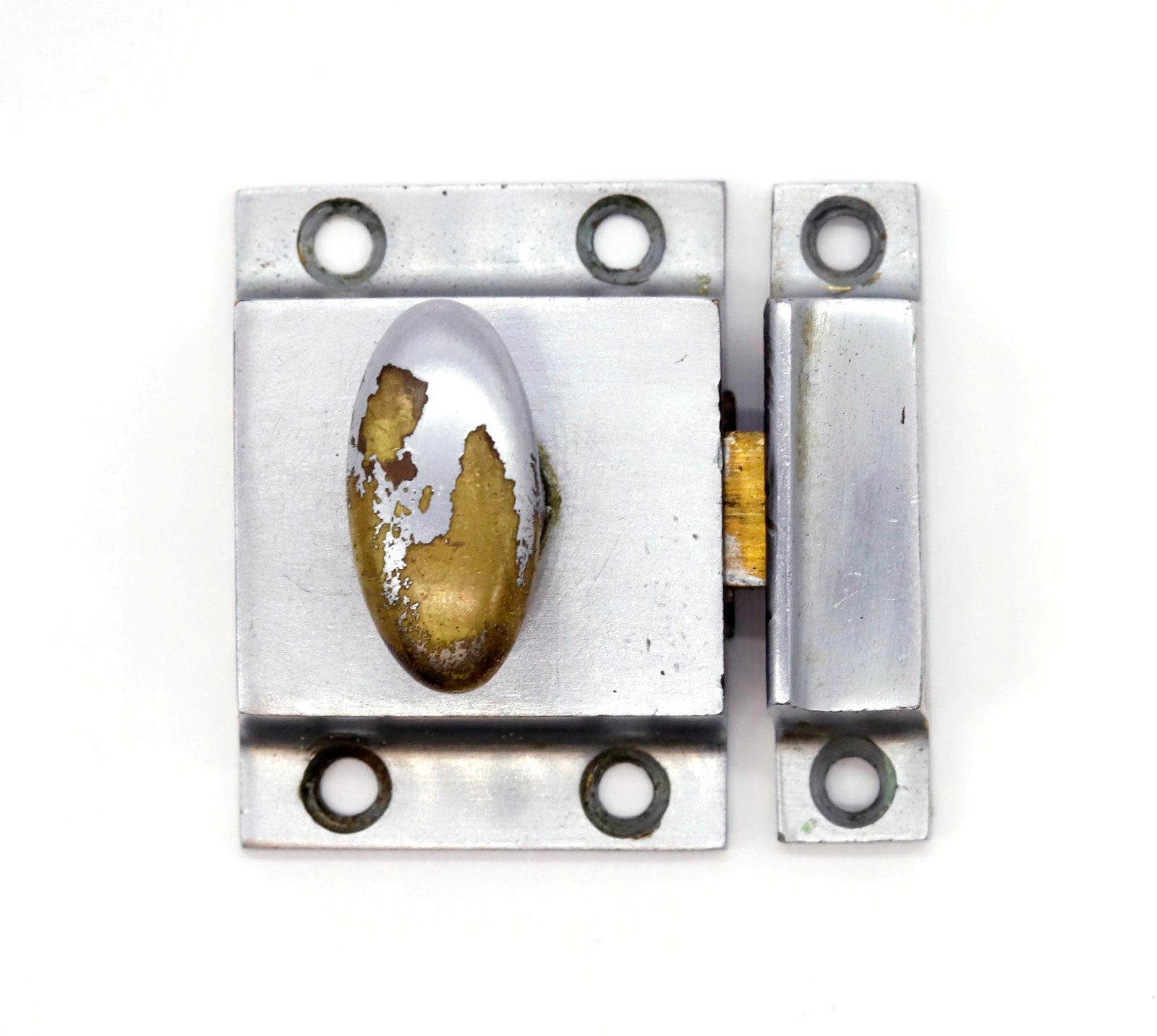 Vintage Nickel Plated Brass Cabinet Latch
