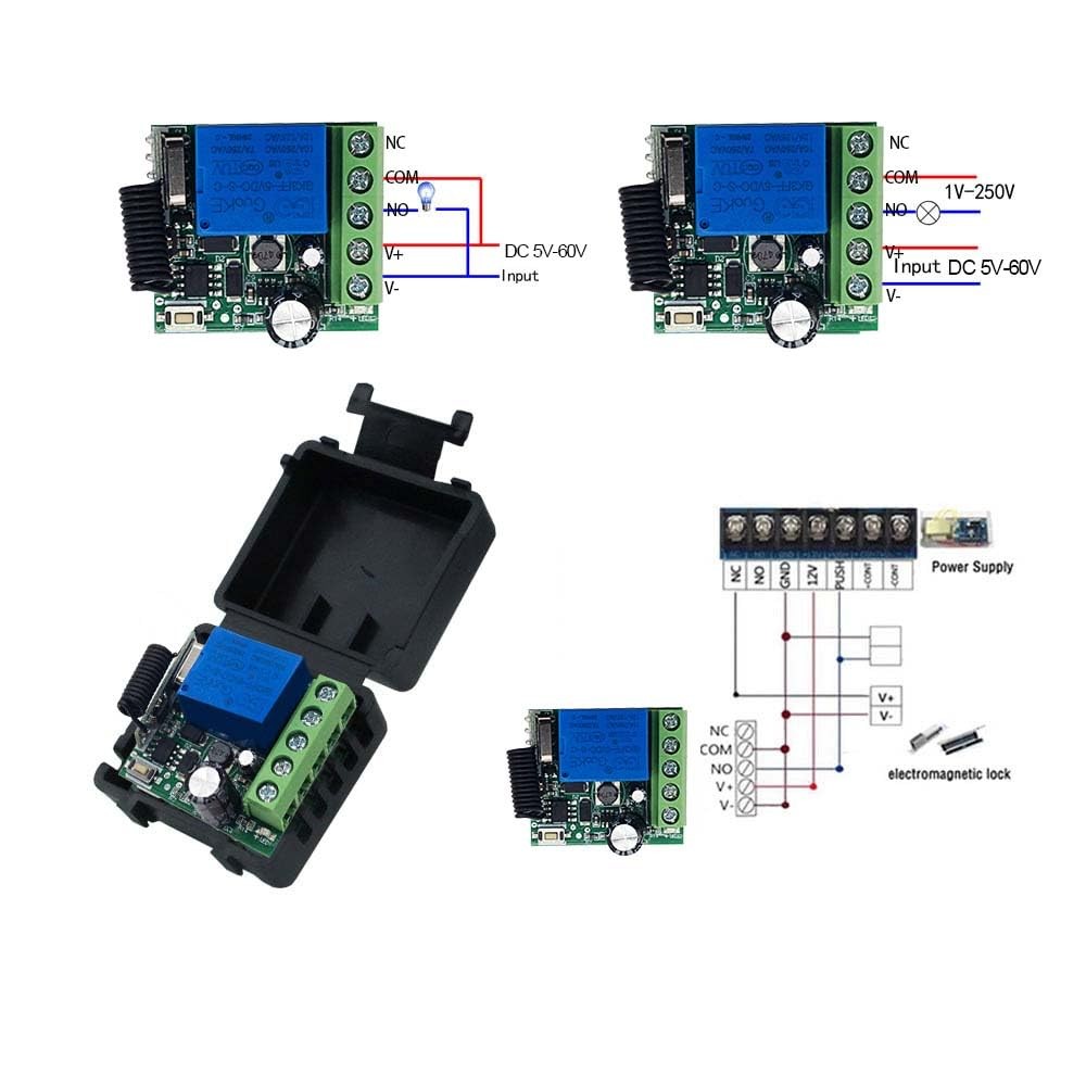 DC 5-48V Wireless Remote Switch 433Mhz 1-Channel Relay Receiver 1 Remote