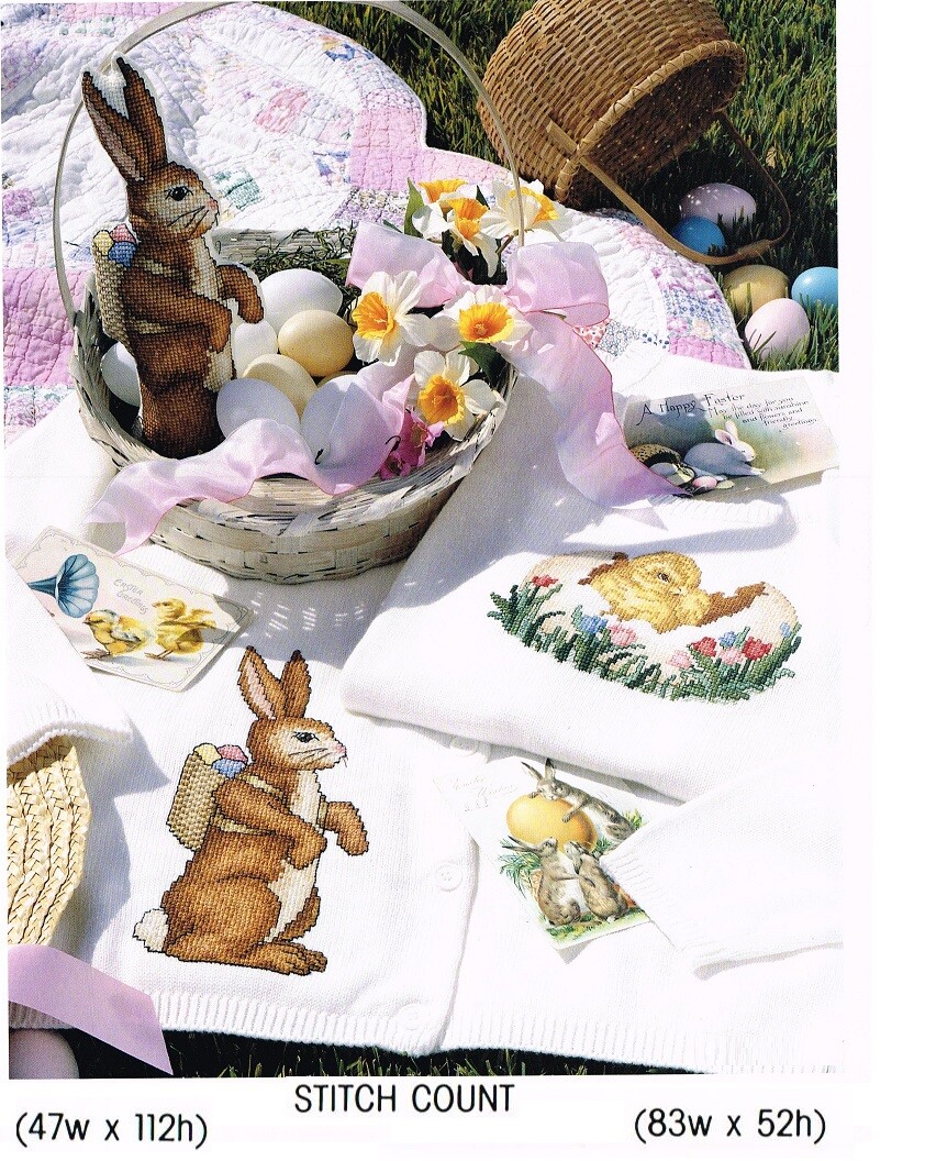 CHICK AND BUNNY  CROSS STITCH PATTERN  ONLY -  4B8