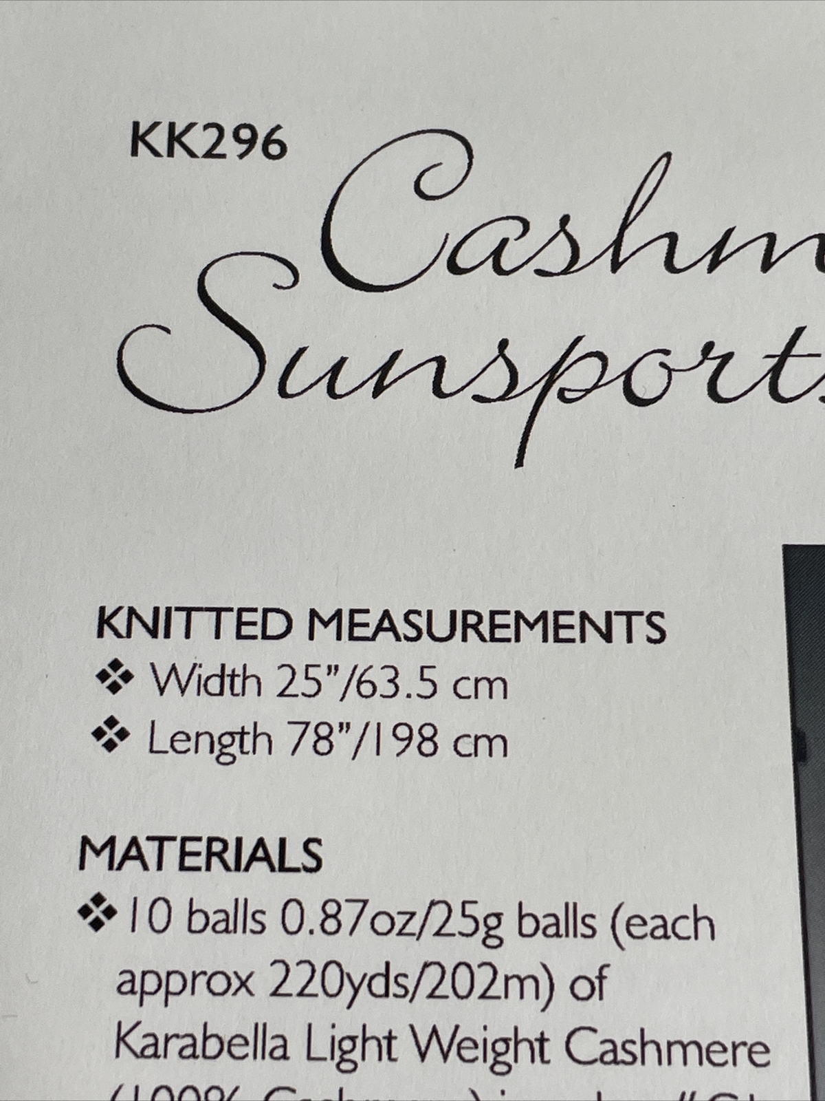 Karabella Cashmere Sunsports Shawl Knitting Pattern