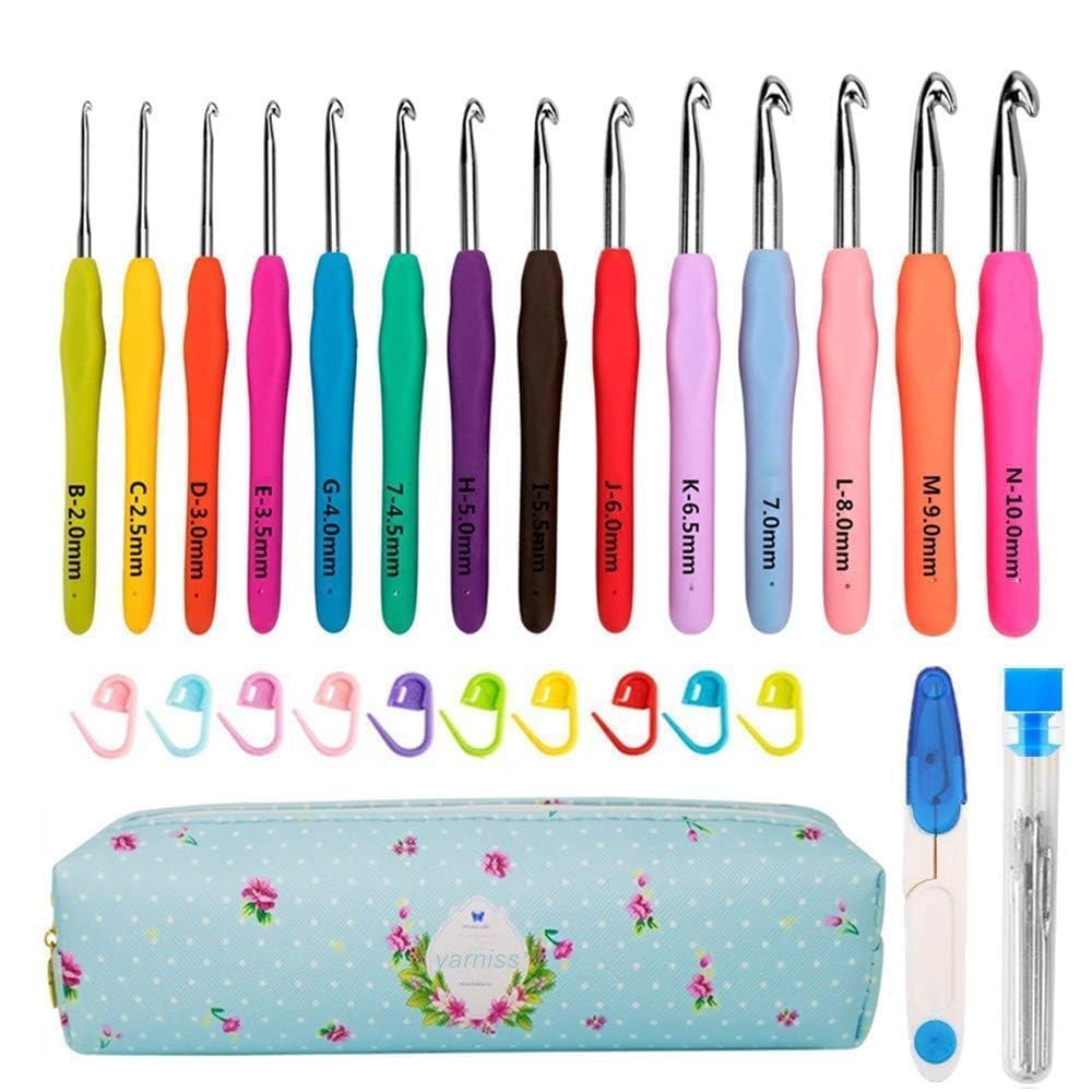 Crochet Hooks,14 Size Crochet Set 2mmB10mmN, Ergonomic Crochet Hooks Set with...