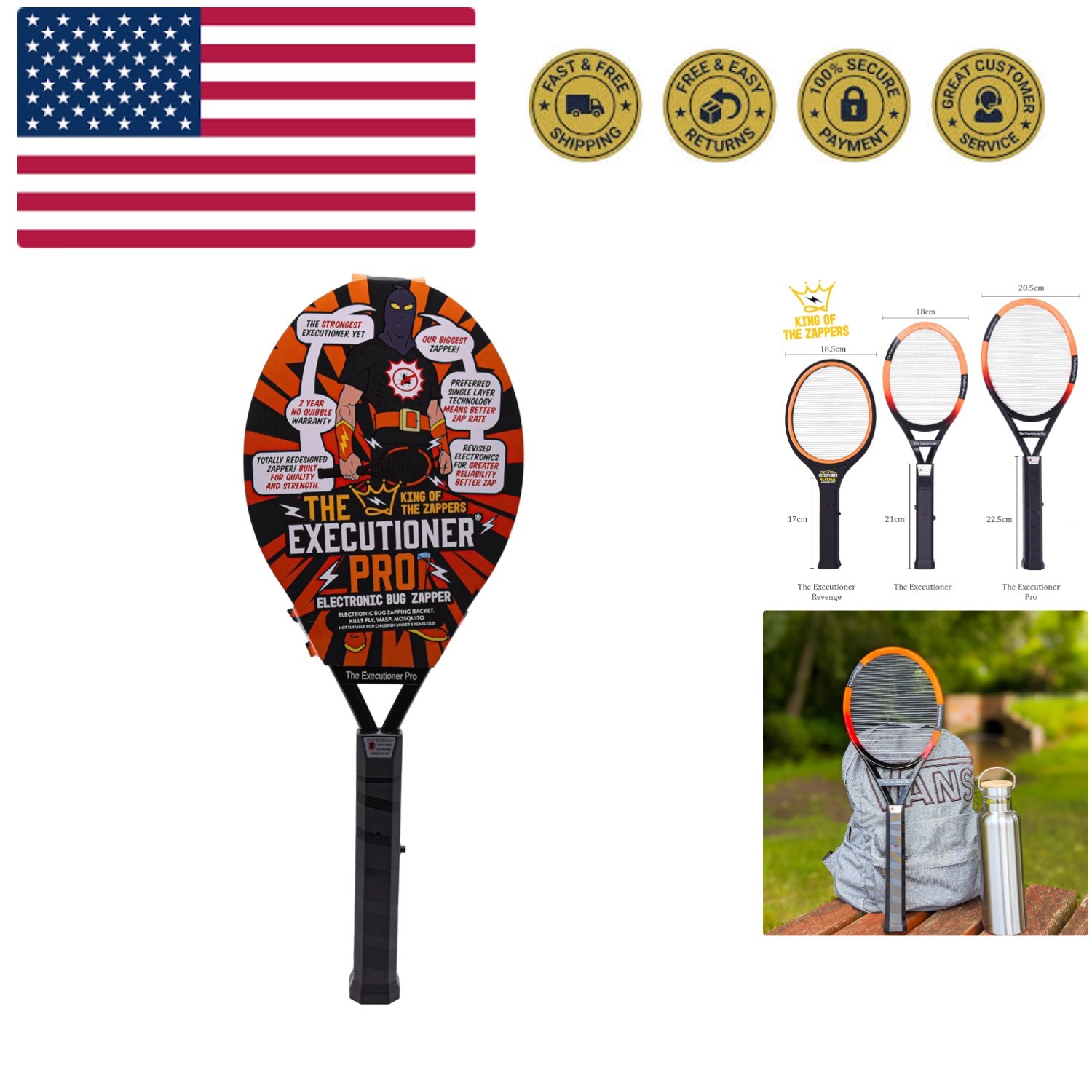 Lightweight Electric Fly Swatter & Zapper for Effective Outdoor Bug Control