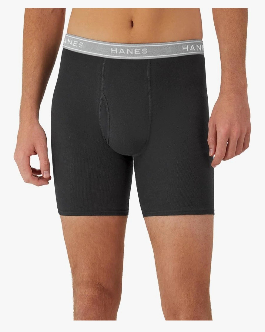Hanes Mens 6 Pack Boxer Briefs Cotton Wicking Cool Comfort Black/Gray,2XL