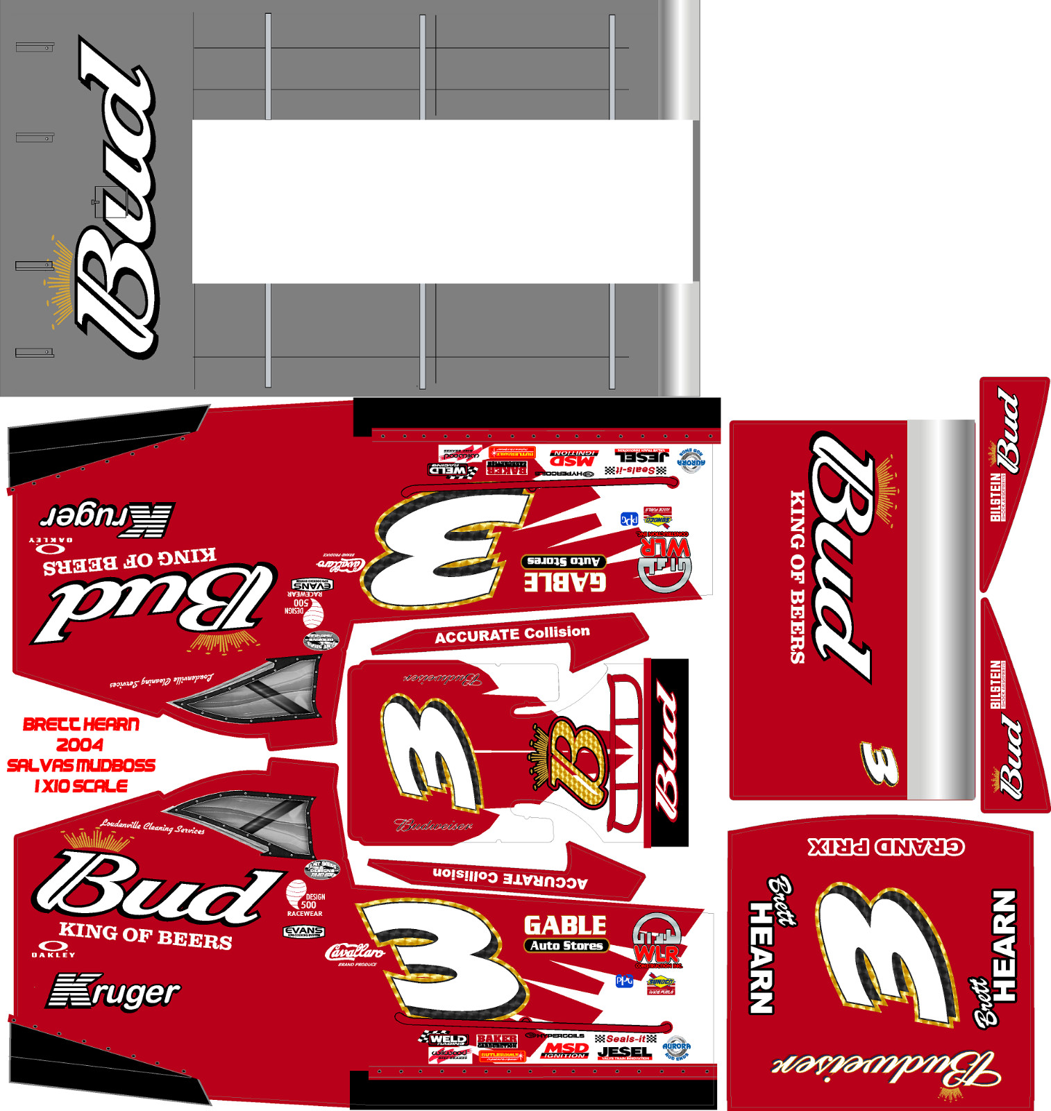 SALVAS MUDBOSS TRAXXAS SLASH BRETT HEARN 2004  THEME WRAP KIT 1X10
