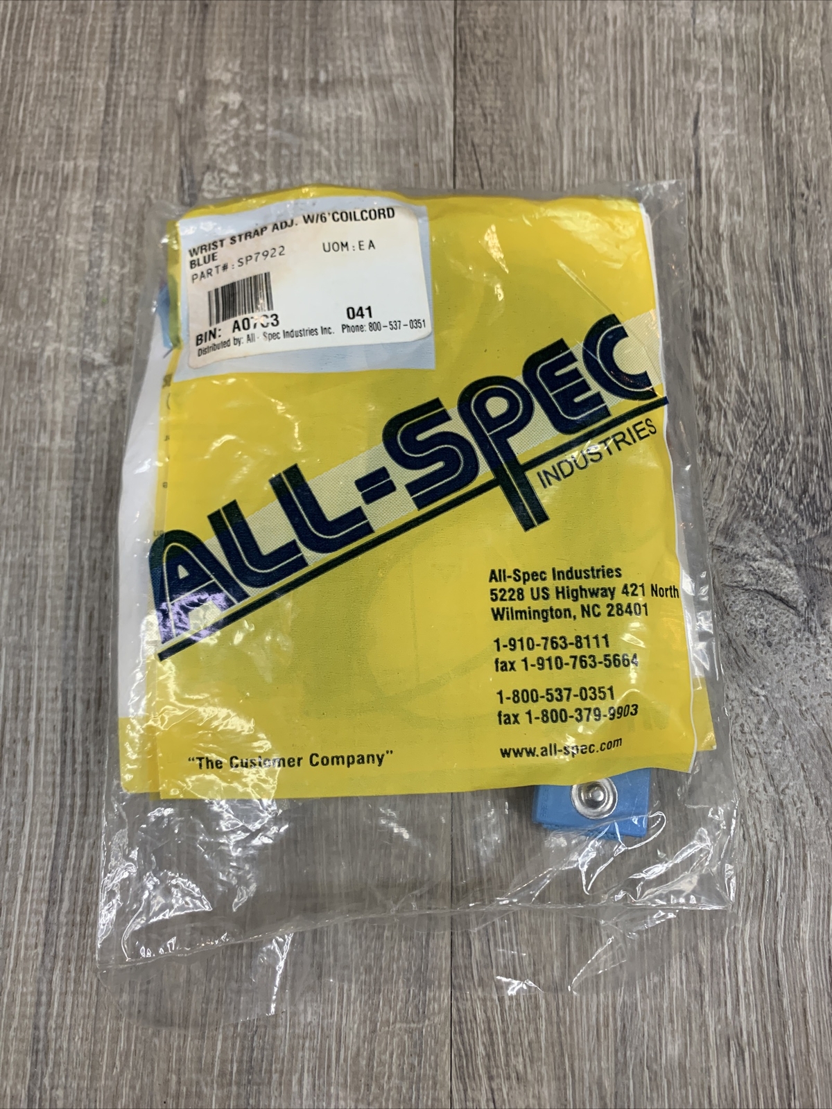 All-Spec SP7922 Anti Static Esd Wrist Strap Adj W/6’ Coilcord Blue New