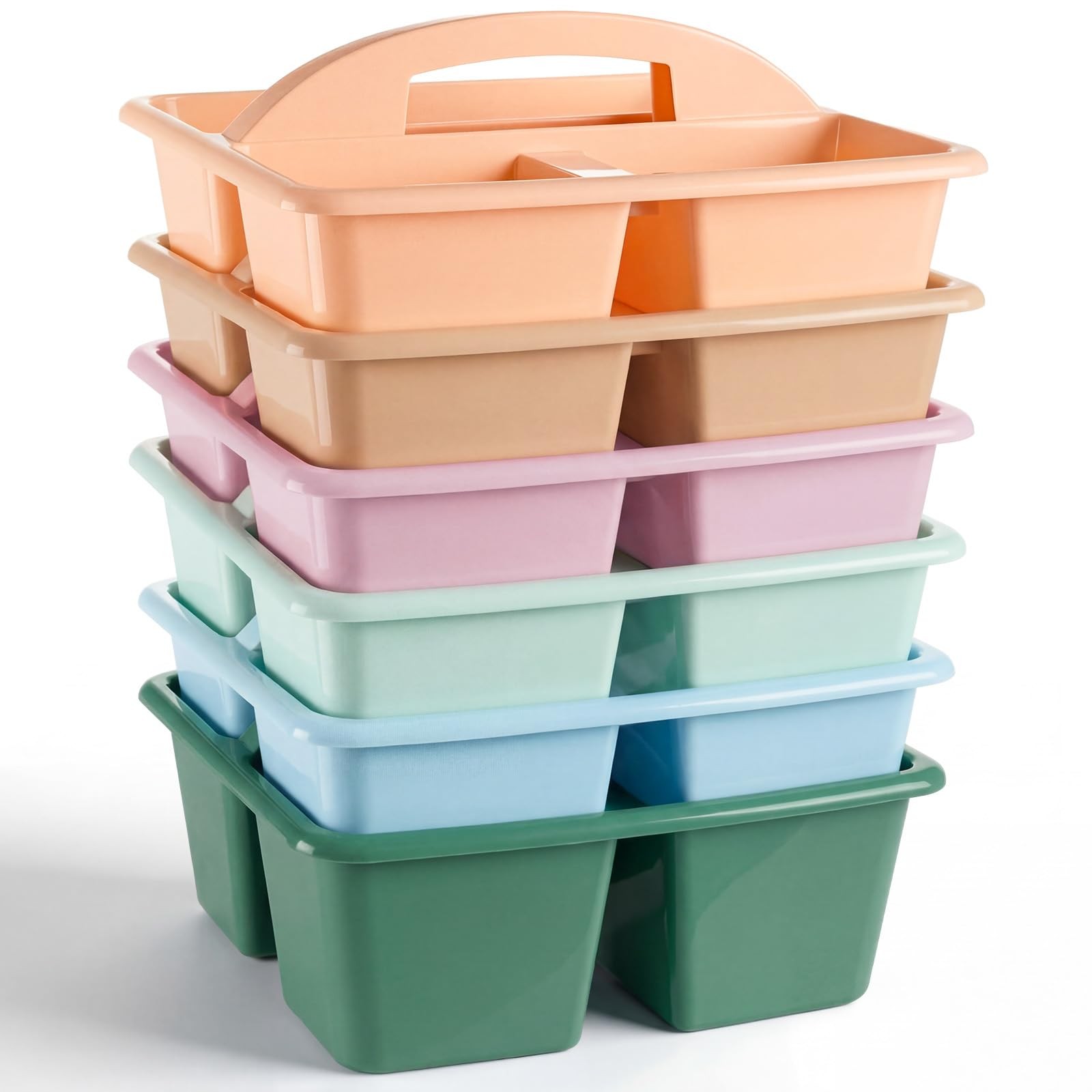 Kathfly 6 Pack Multipurpose Compartment Caddy Plastic Storage Boxes Handle
