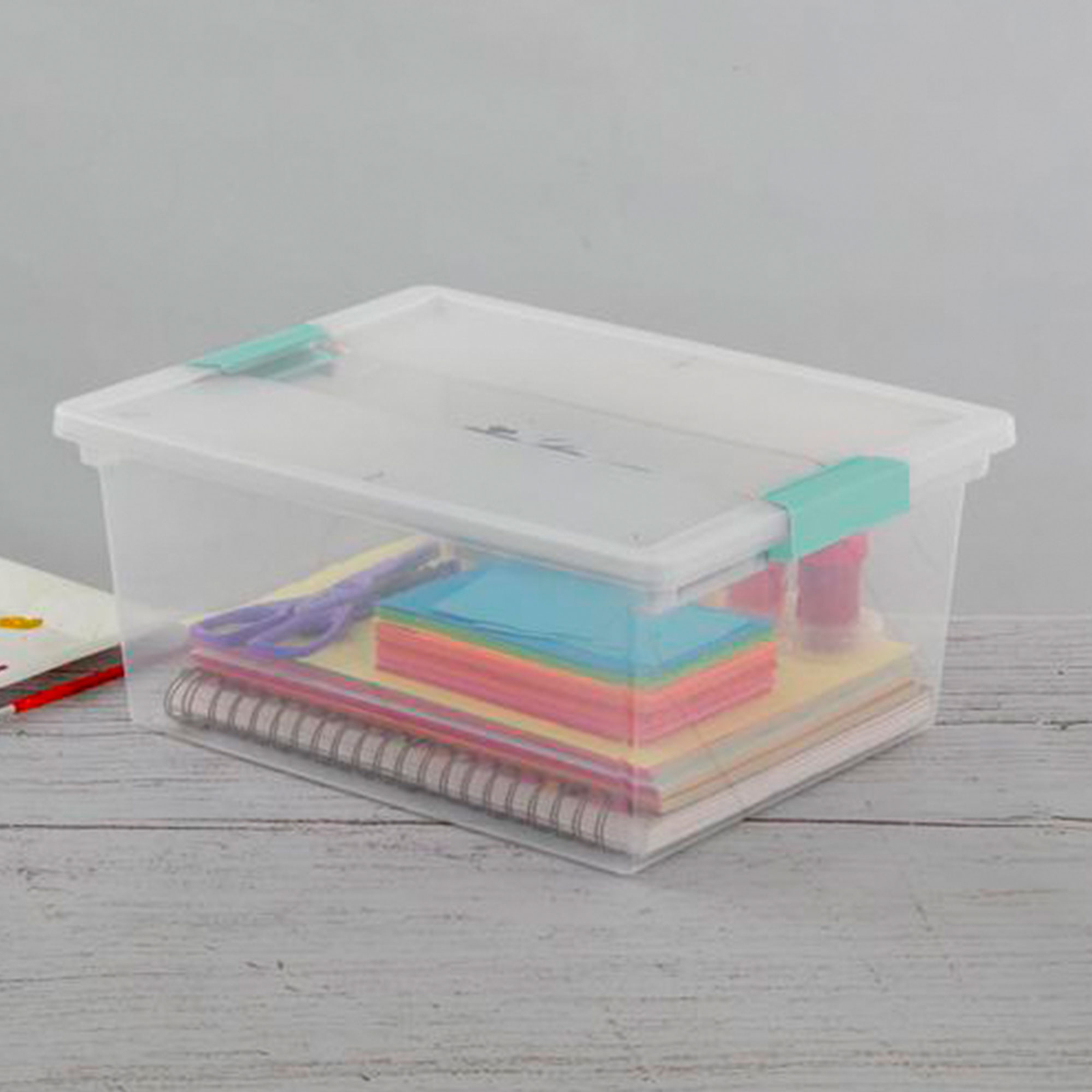Sterilite Deep Plastic Stackable Storage Bin w/ Clear Latch Lid, Clear (4 Pack)
