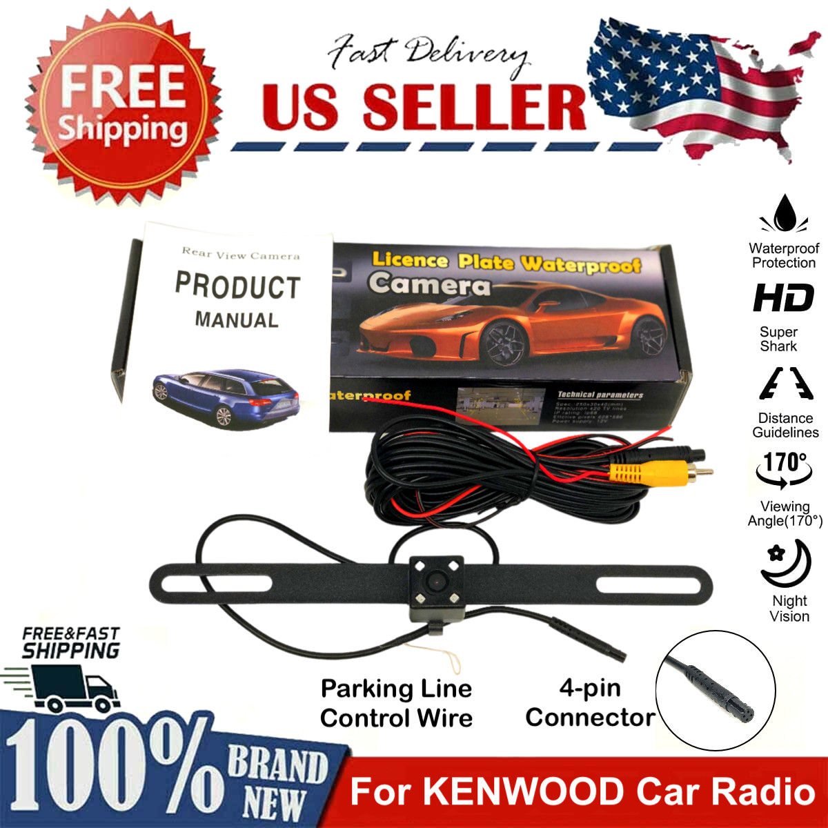 Rear View Camera Backup License Plate Night for PIONEER AVIC-X8610BS AVICX8610BS