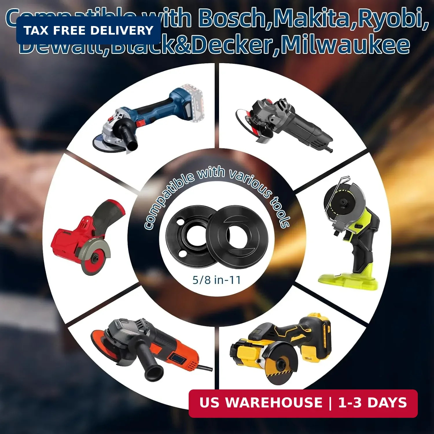 7PCS Angle Grinder Nut & Flange Set - Compatible with Dewalt, Milwaukee, Bosch