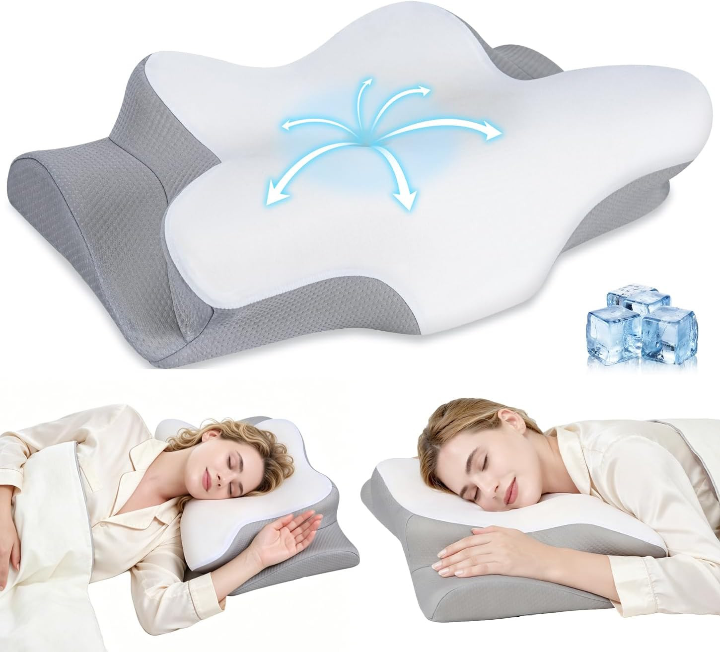 Cervical Neck Pillow, Memory Foam Pillows for Neck and Shoulder Pain Relief, 2 H