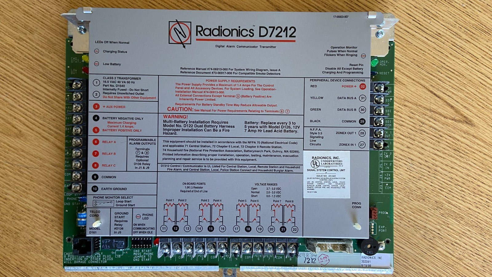 Bosch/Radionics D7212B1 Alarm Control - Default Program & Unlocked