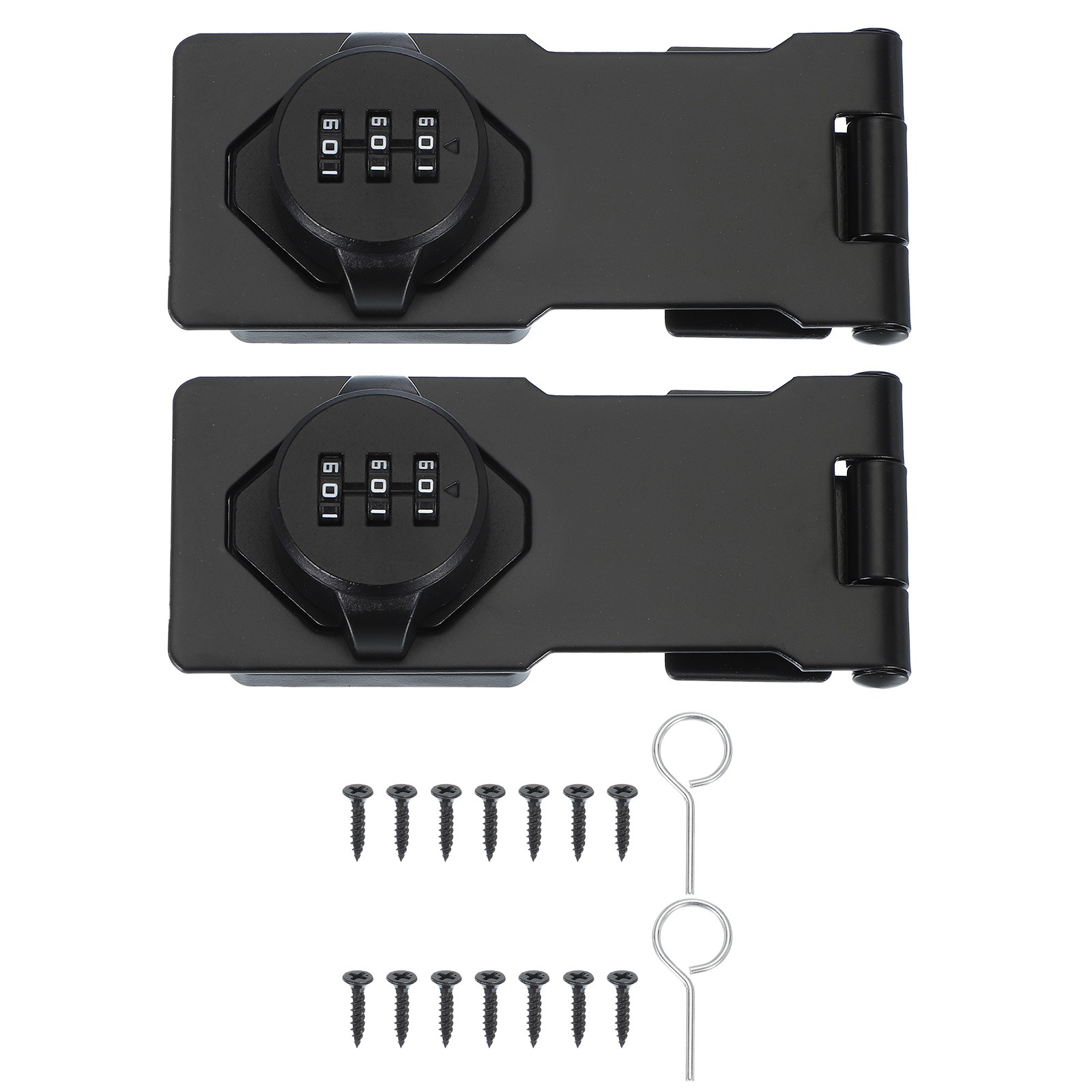 2 Pcs Password Rotary Hasp Locks Mechanical Cabinet Latch Locks 4.5" Black