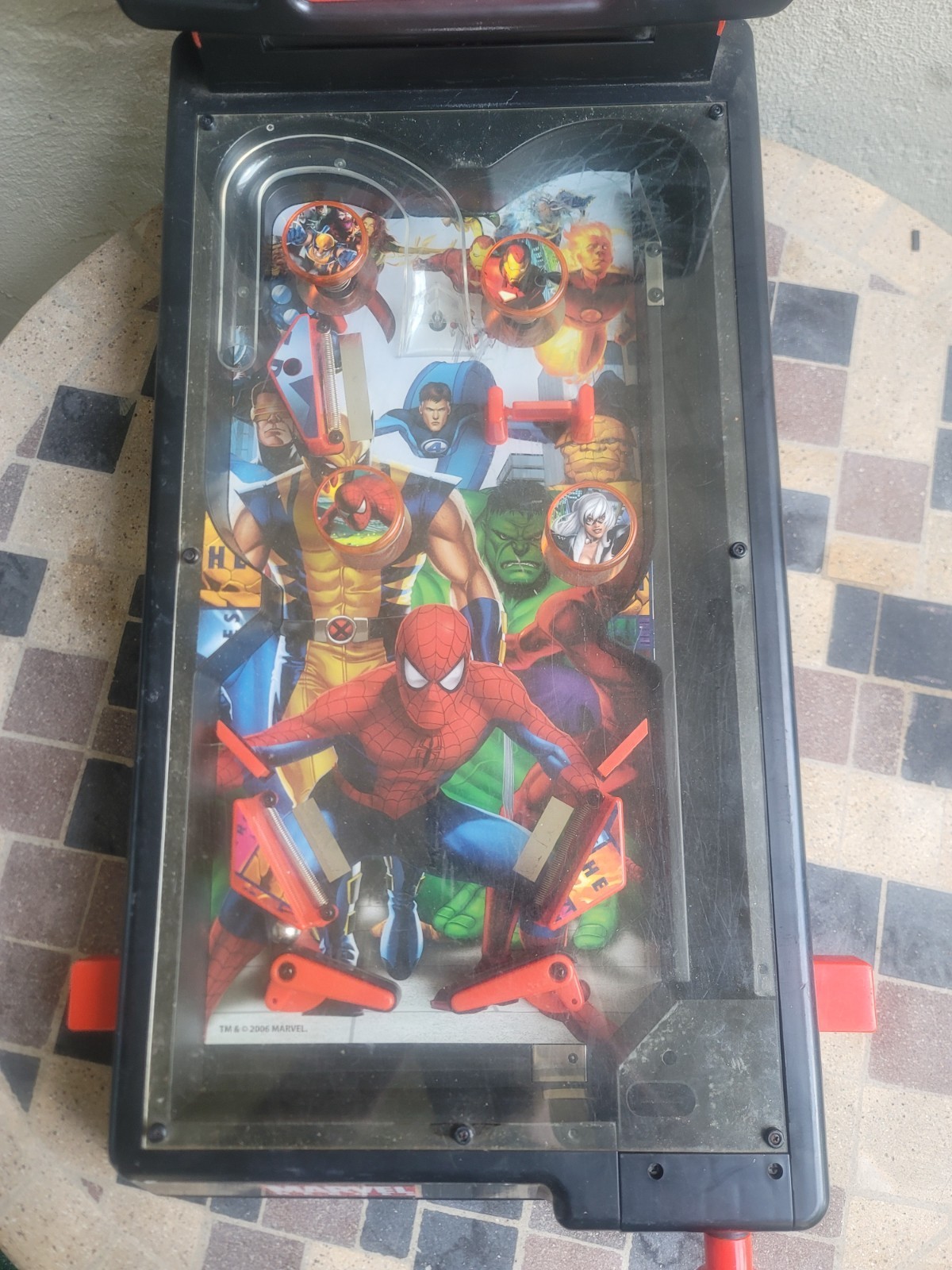 Marvel Heroes 2006 Table-Top Mini Pinball Machine WORKS 19" Play Area