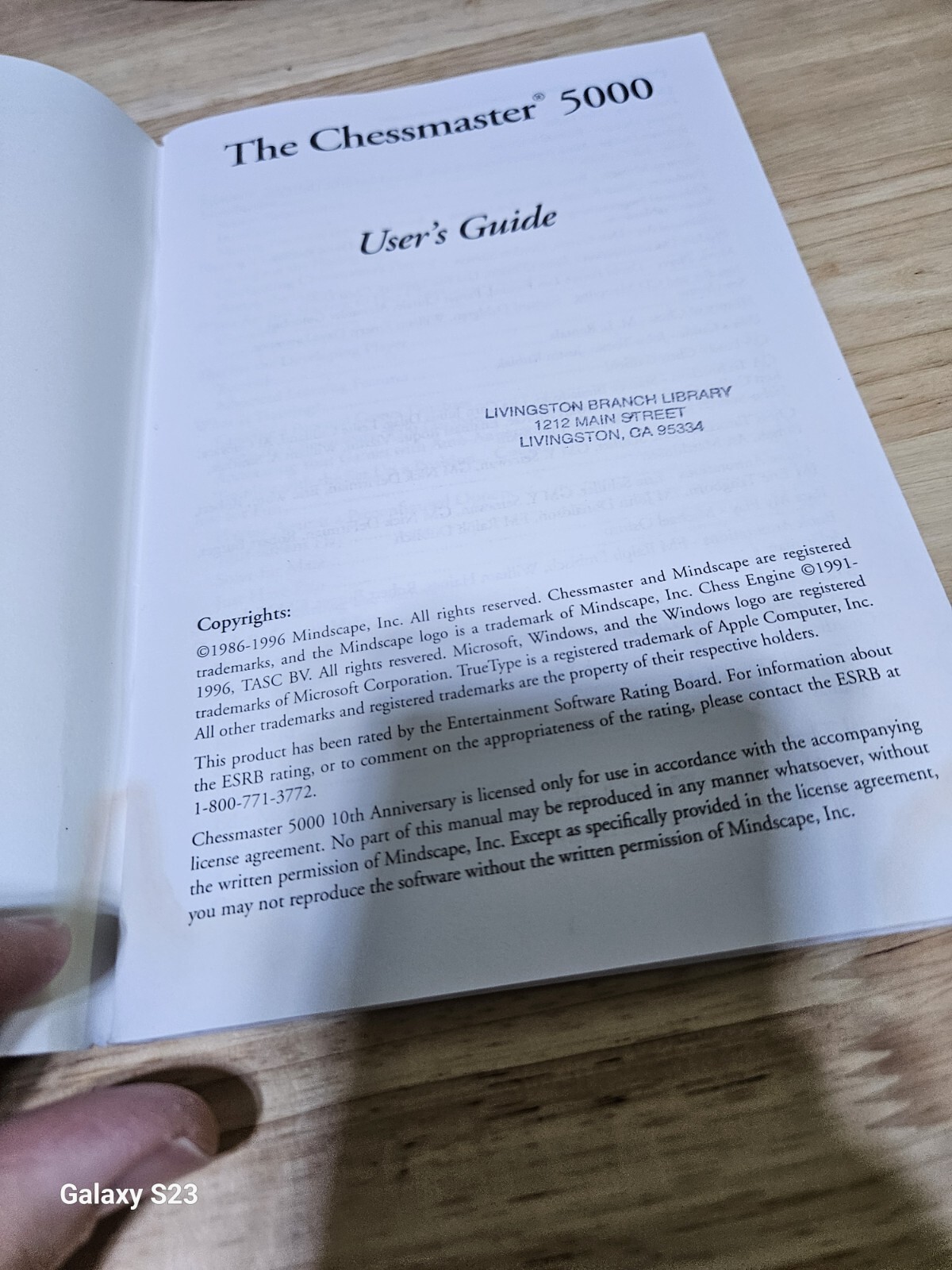 Vintage The Chessmaster 5000 PC User Guide