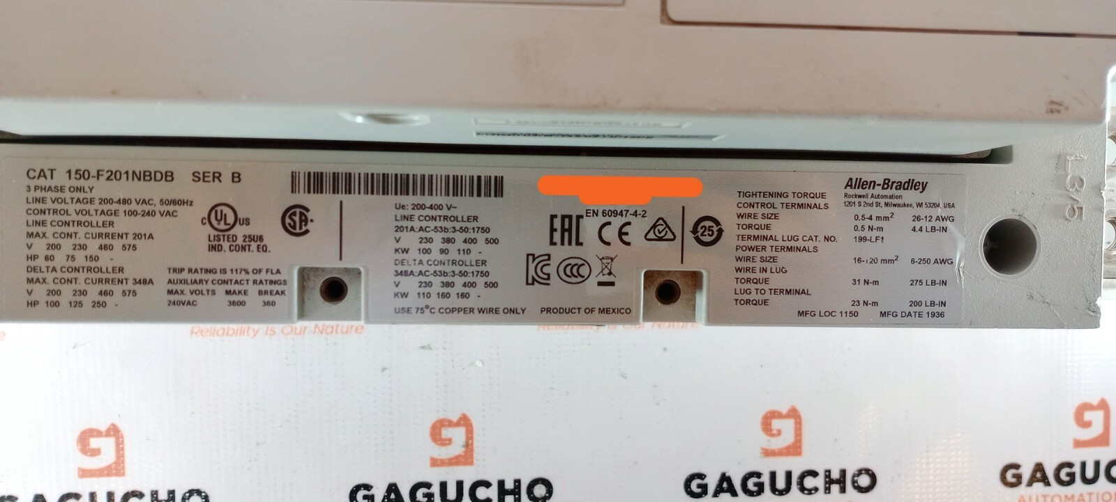 ALLEN BRADLEY 150-F201NBDB SMART MOTOR CONTROLLER SER.B 150F201NBDB
