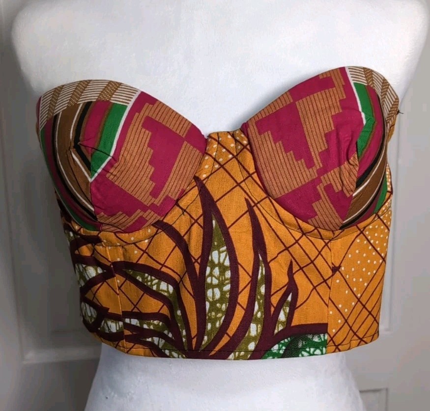 Grass-Fields The African Shop Cropped Corset Top Bold Festival Women's 10(1162)