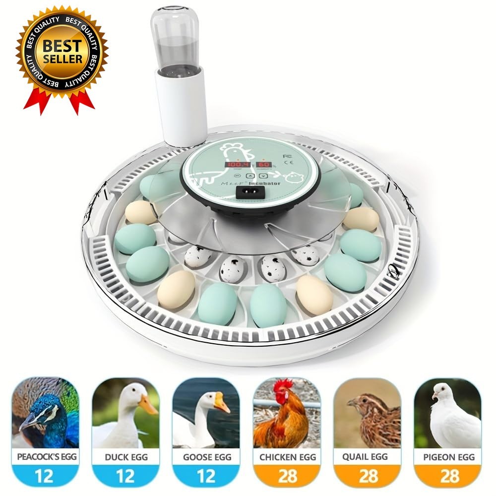 Egg Incubator for Hatching 28 Eggs, Auto Flip, Independent Atomizing Humidifier