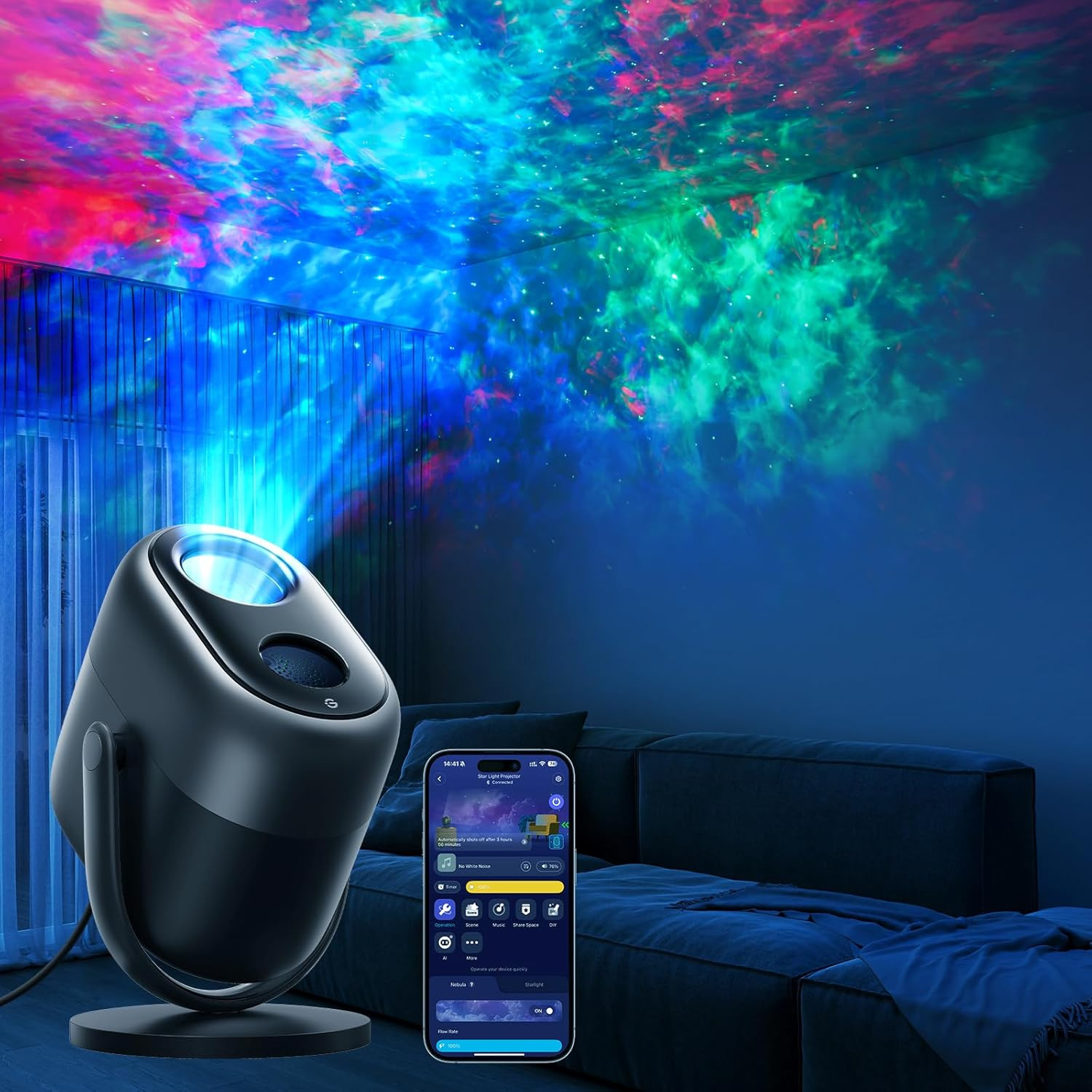 Star Projector Lights, 7-Zone Colorful Nebula Effect, Compatible with Matter, 54