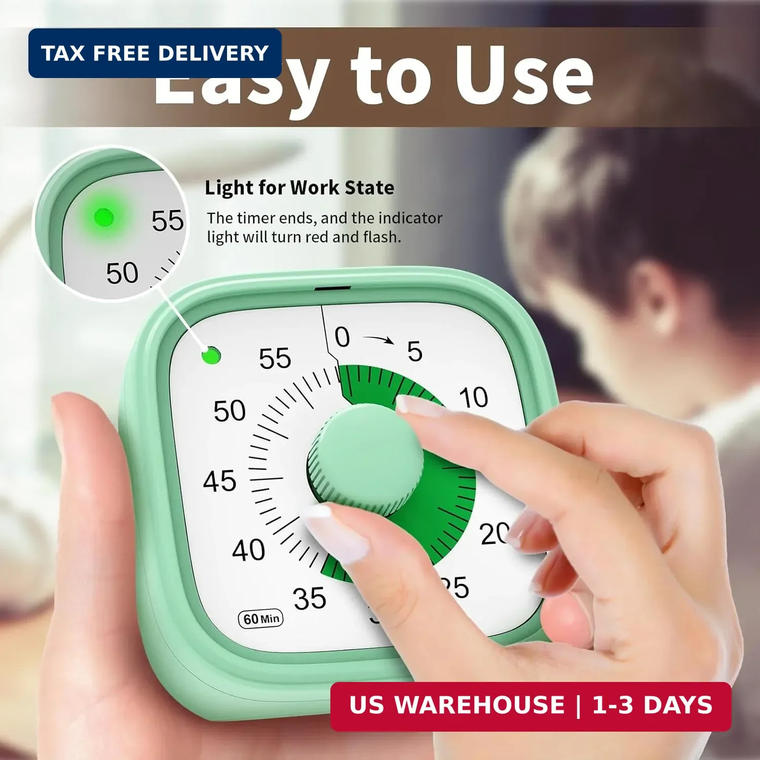 Visual Timer, Pomodoro Timers for Kids Adults, 60-Minute Countdown Desk Timer fo