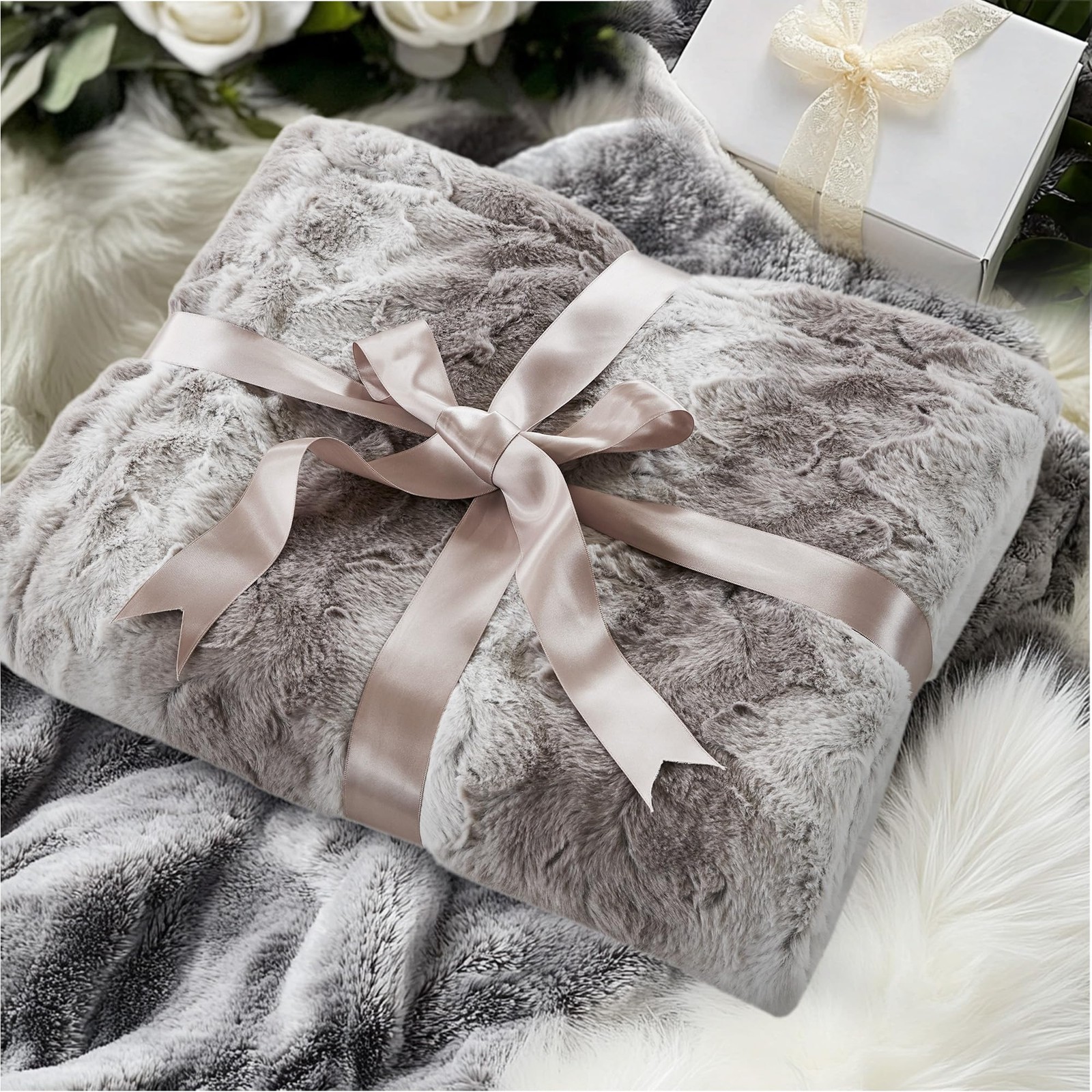 Zuri Soft Plush Luxury Oversized Faux Fur Throw Animal Stripes Design, Faux M...
