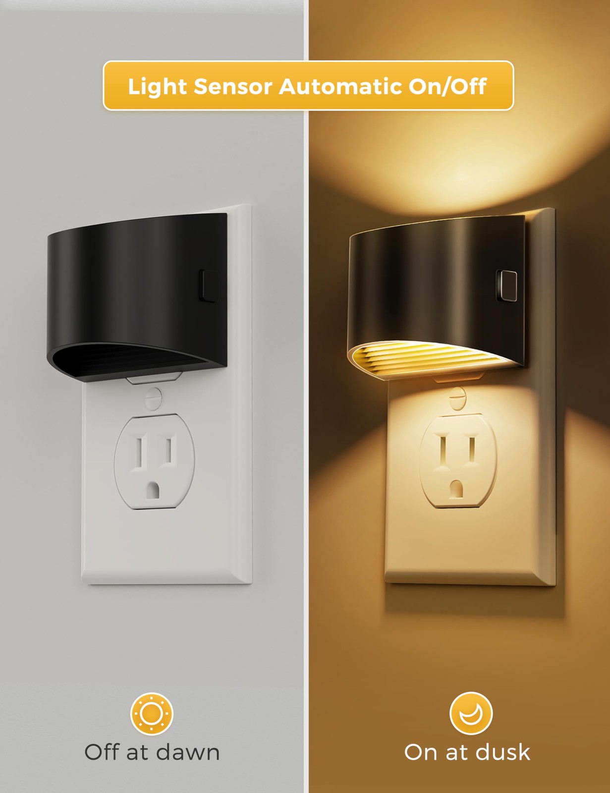 Night Lights Plug into Wall 2 Pack, Dusk to Dawn Sensor Nightlight, Brightnes...