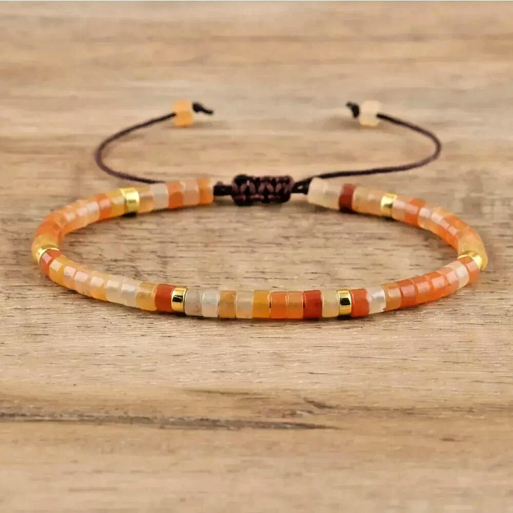 Handmade Natural Carnelian Beads Healing Crystal Gemstone Women Men Bracelet
