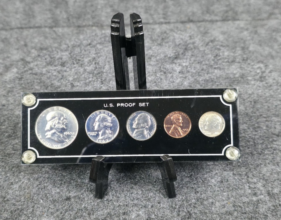 1963 US Mint Silver Proof Set w/ 5 Coins in Vintage Clear Capital Holder