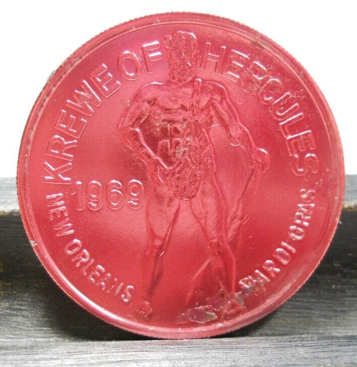 1979 Krewe of Hercules Goes Vacationing Burgundy Good Luck Parade Doubloon B12