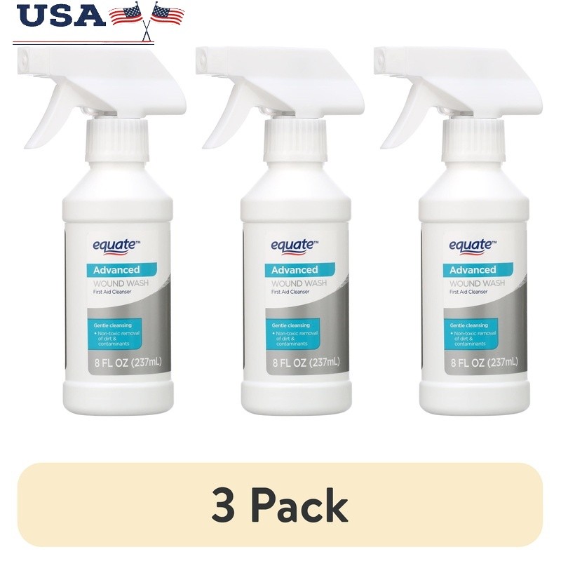3 Pack Advanced Wound Wash First Aid Cleanser Gentle Non-toxic Spray Stream 8oz