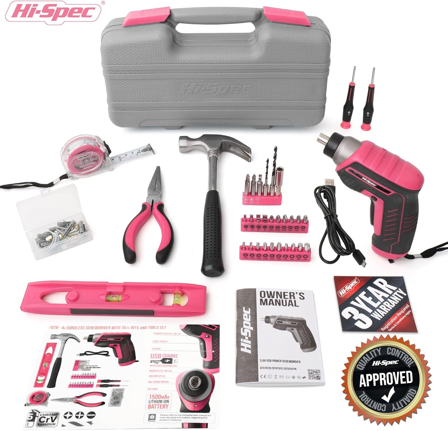 35-Piece Tool Kit with 3.6V USB Small Electric Screwdriver Set