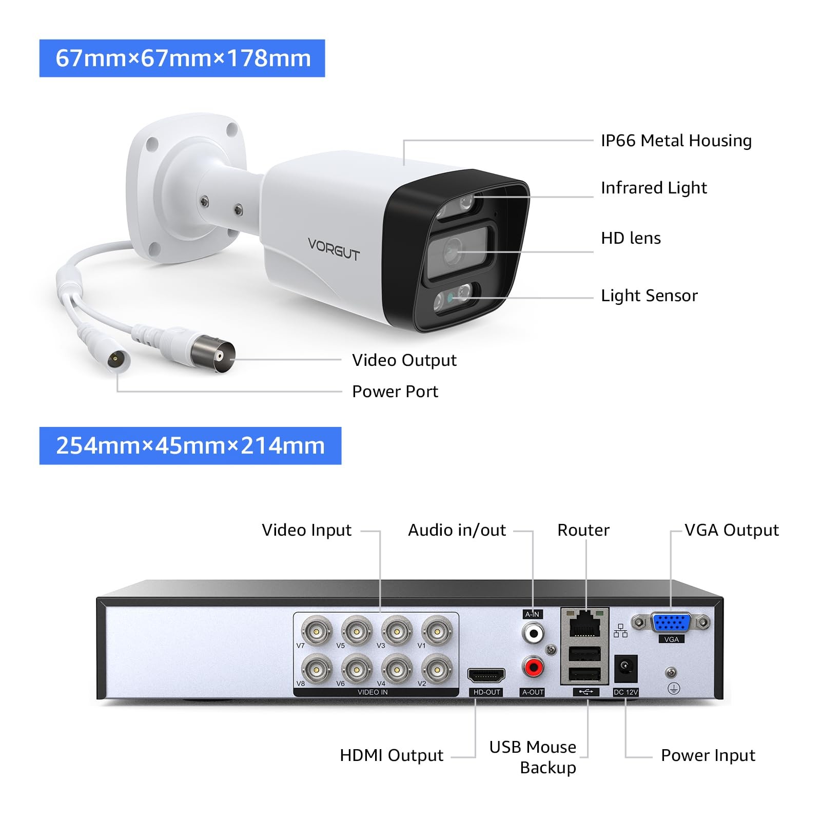 Wired Security Camera System, 8 Channel 5MP Lite CCTV Surveillance DVR Kit wi...