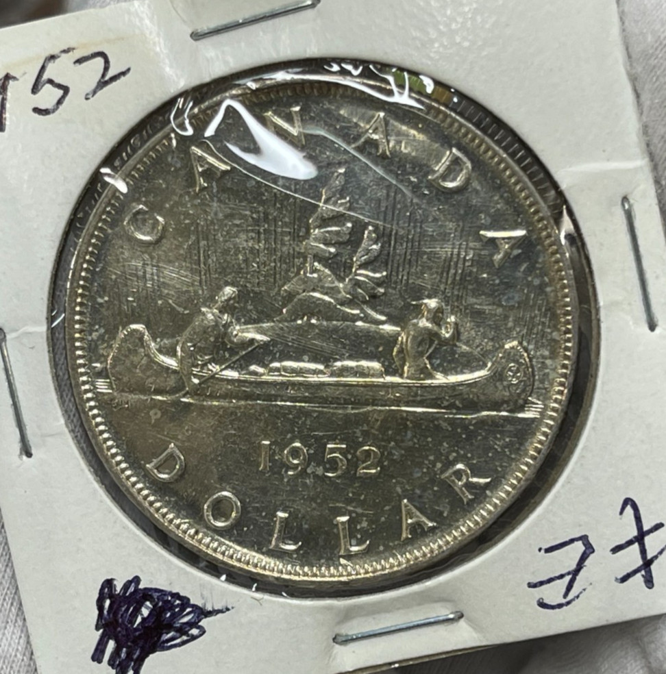 1952 Canada Silver Dollar Coin Low Mintage Excellent Condition High Value