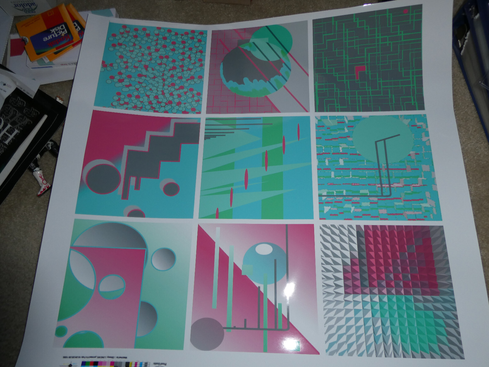 Unique Original Photograph Computer Graphic Art Shapes Colors Poster 25.5x28"