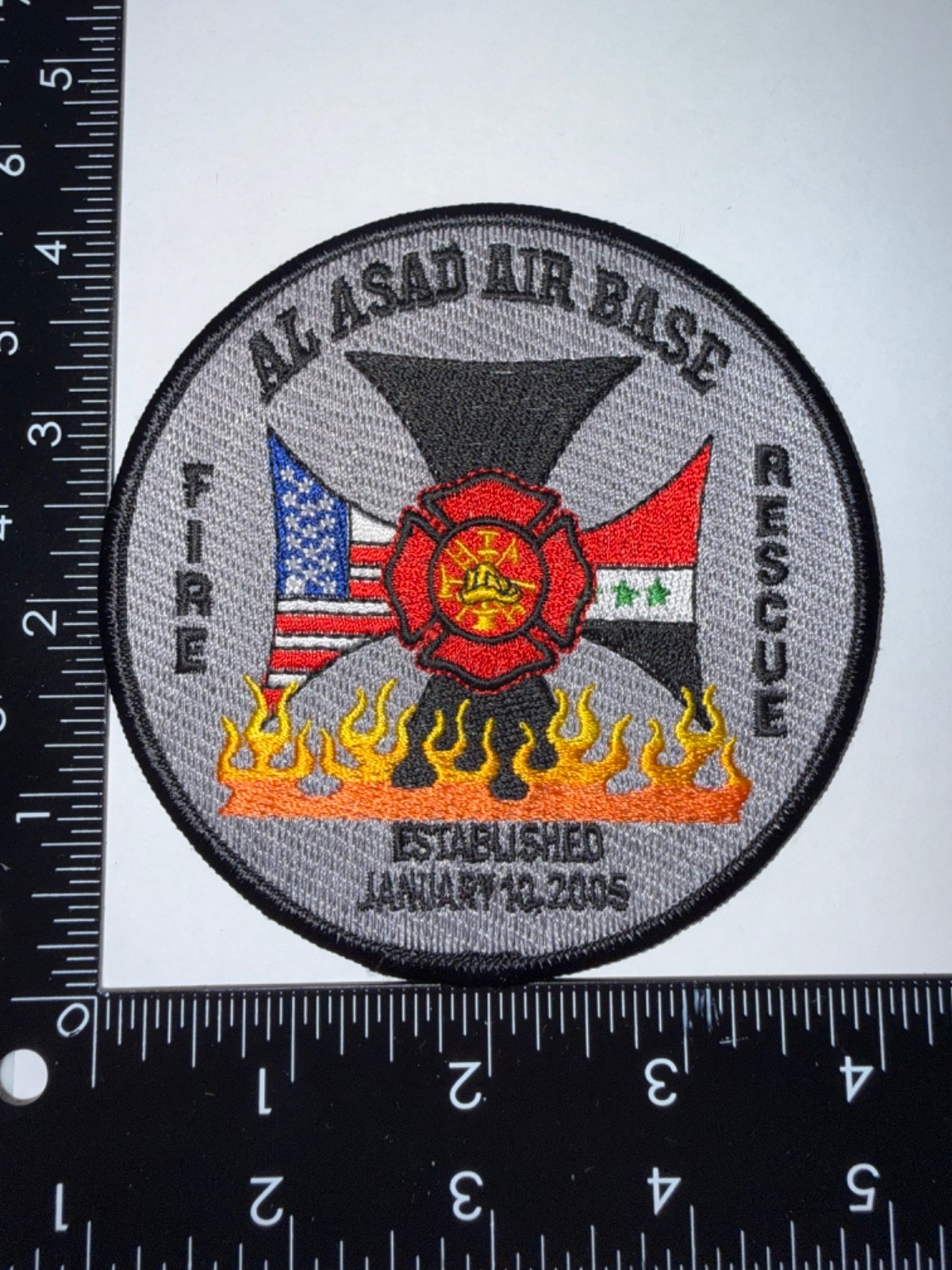 Al Asad Air Base Iraq War Fire Department Rescue Patch Est 2005 Obsolete