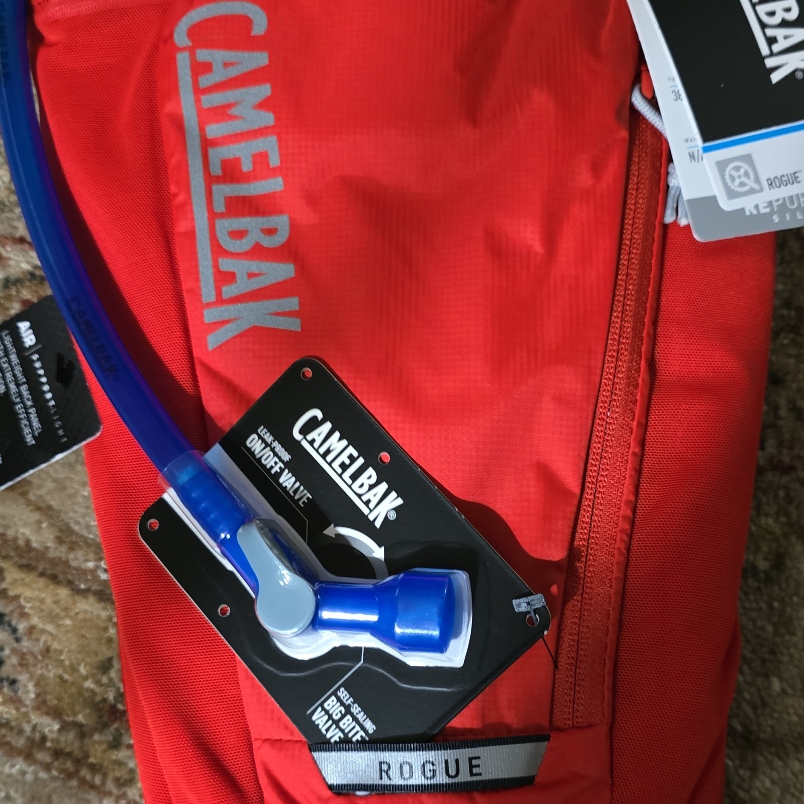 CamelBak Rogue Light 2L Red/Gray/Blue Hydration Backpack, Harness Adj Size