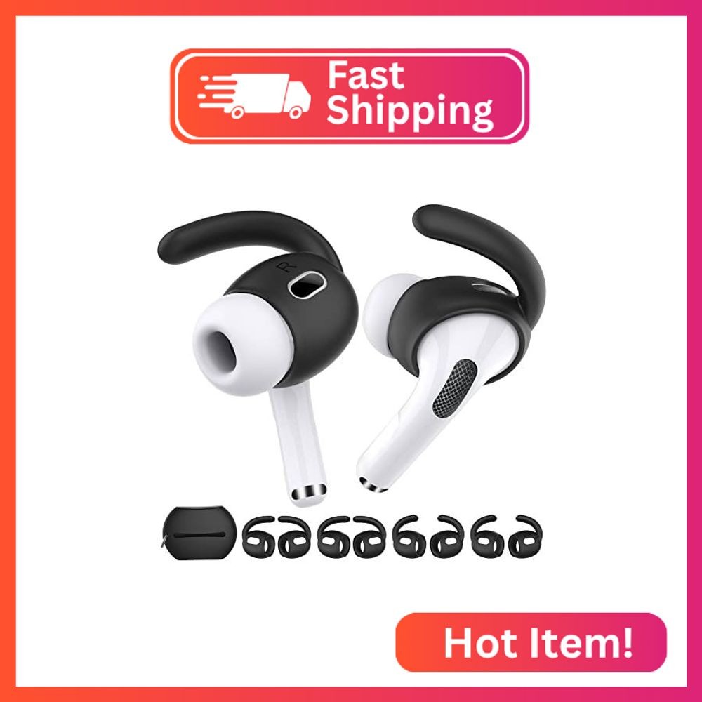 AhaStyle 4 Pairs AirPods Pro 2 Ear Hooks【Added Storage Pouch】 Anti-Slip Ear Cove