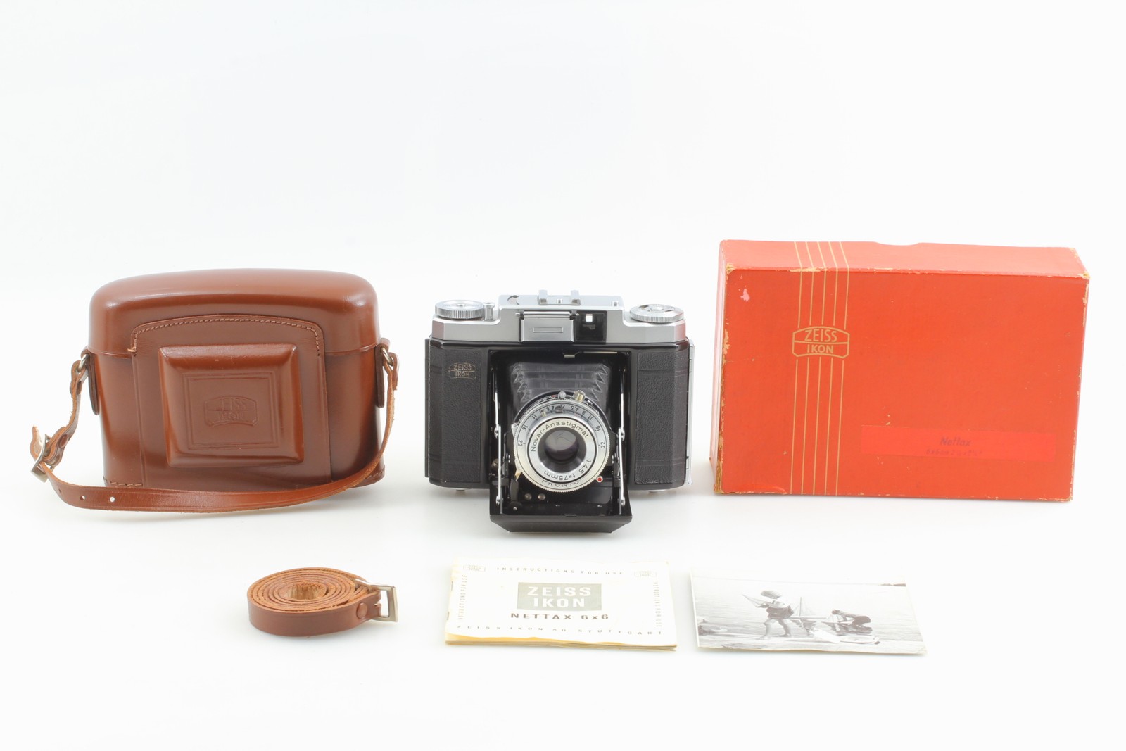 Read [MINT Box/Case] Zeiss Ikon Nettax 513/16 Film Camera Novar 75mm Lens JAPAN