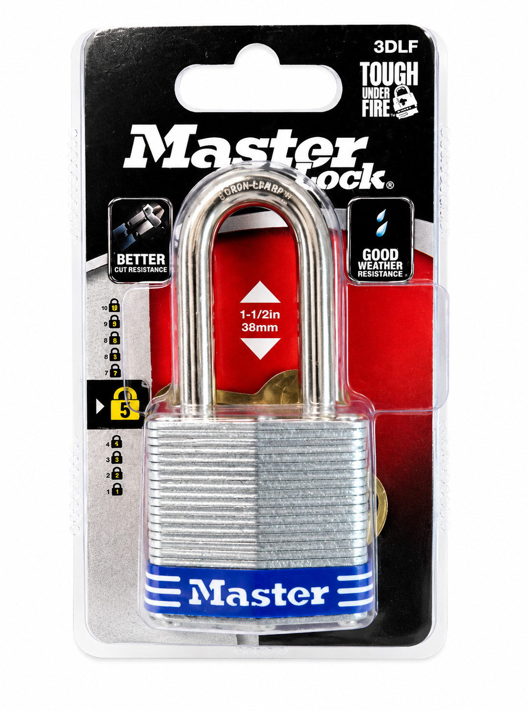 Master Lock 3DLF Laminated Steel Padlock 1-1/2" Wide Weather Resistant New