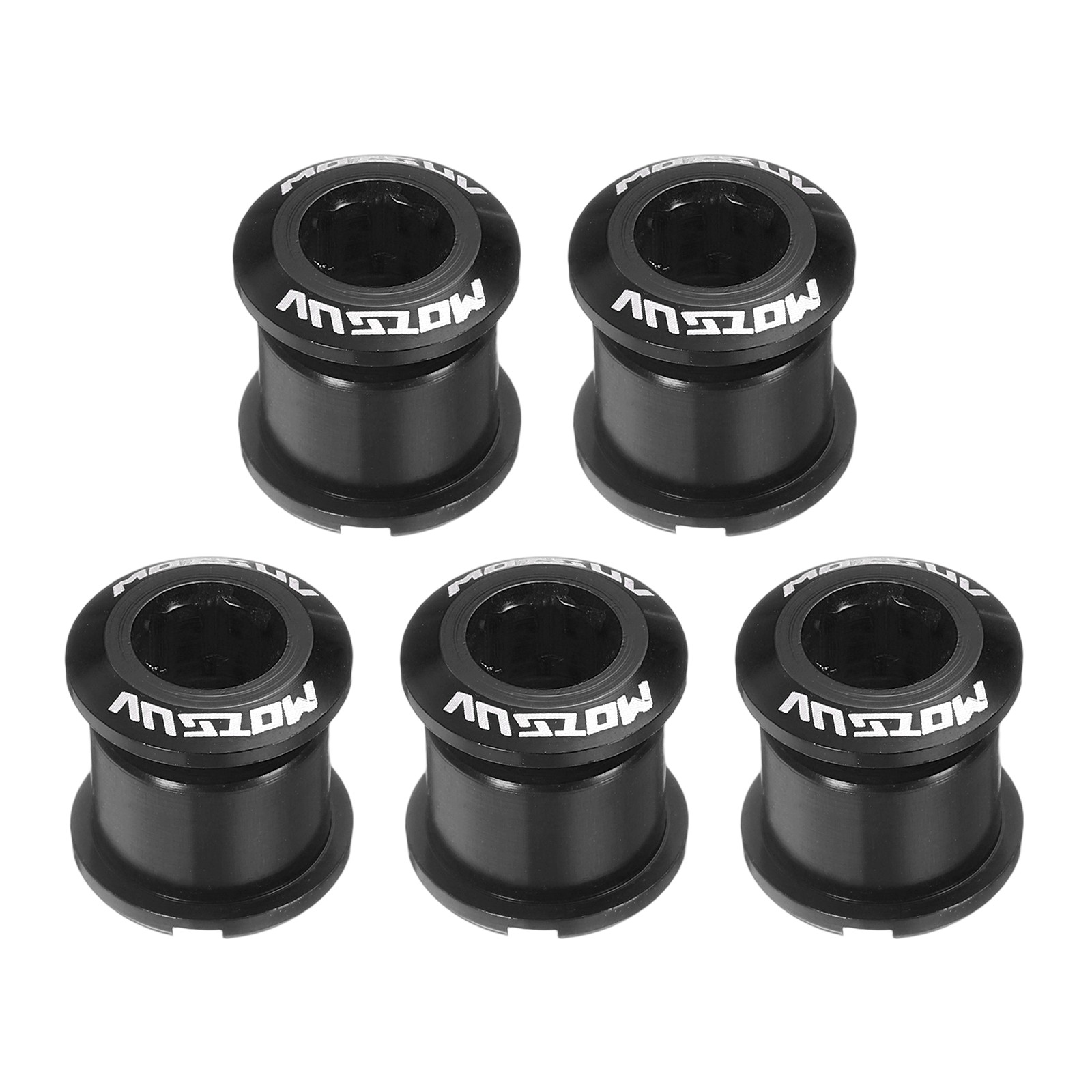 5pcs Double Chain Ring Bolts M8 Aluminum Alloy Bike Chainwheel Screws, Black