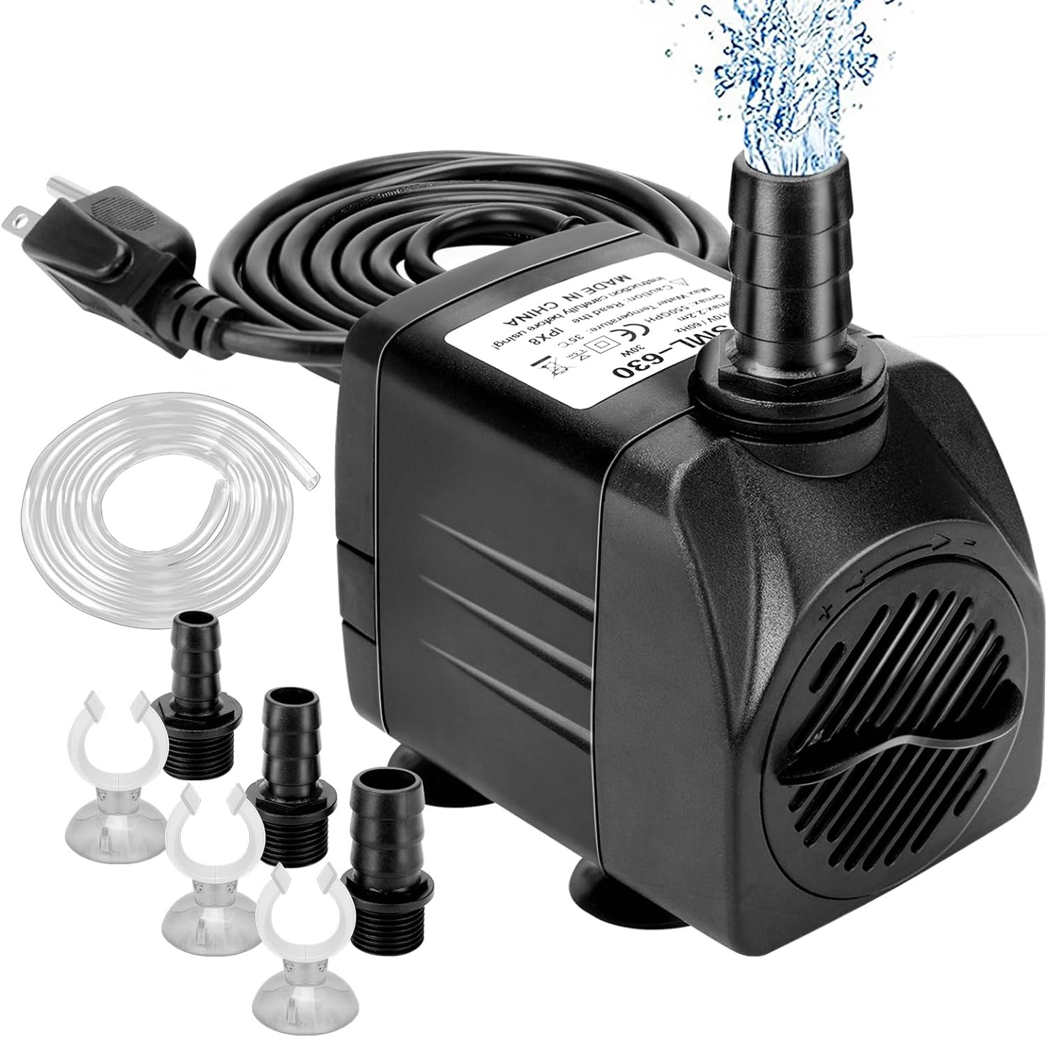 550GPH Submersible Pump 30W Ultra Quiet Fountain Water Pump, 2000L/H, with 7.2Ft