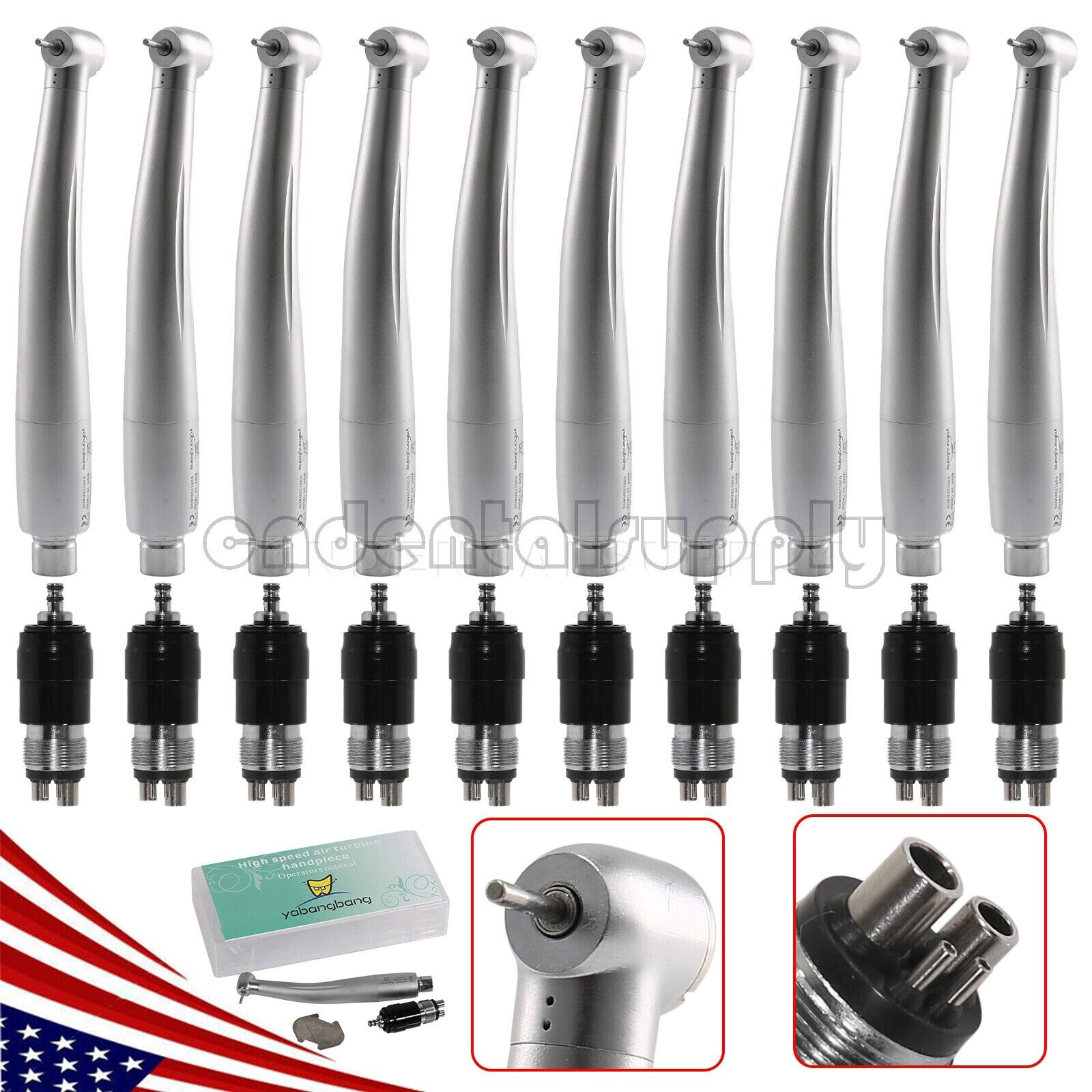 10 NSK Style Dental High Speed Handpiece Air Turbine Standard Coupler Swivel 4H