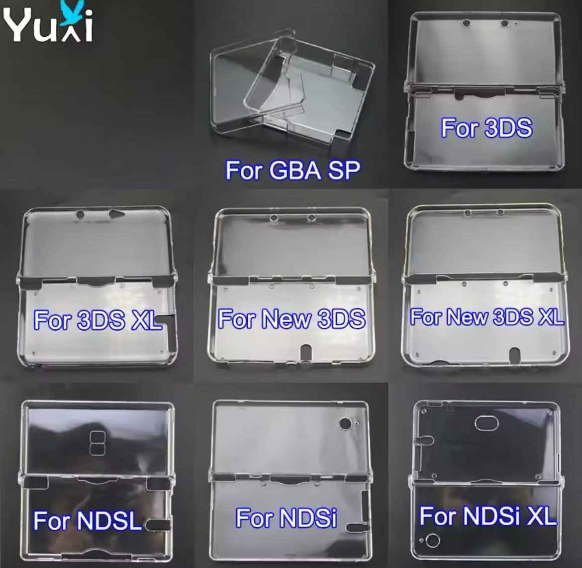 Plastic Clear Protective Case Cover Hard Shell Skin For NDSL NDSi New 3DS XL GBA